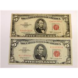 1953-63 $5 US Notes Red Seal