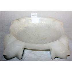 Carved Design White Marble Ashtray