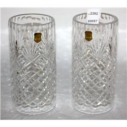 2 Genuine Hand Cut Crystal Hurricane Lamps