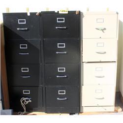 3)  3 DRAWER FILE CABINETS