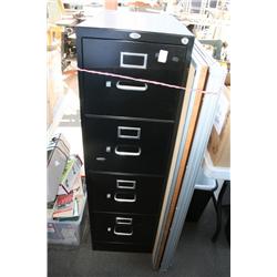 VERTICAL 4 DRAWER FILE CABANET & 5 WHITE BOARDS