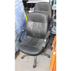 Lot of 2 Black Leather Chairs
