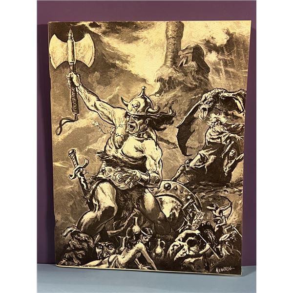 Vintage Don Newton Fantasy Barbarian Art Print (c. 1970s) - Axe Warrior