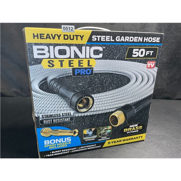 50FT Bionic Steel Pro Heavy-Duty Steel Garden Hose with Spray Nozzle - Brand New!
