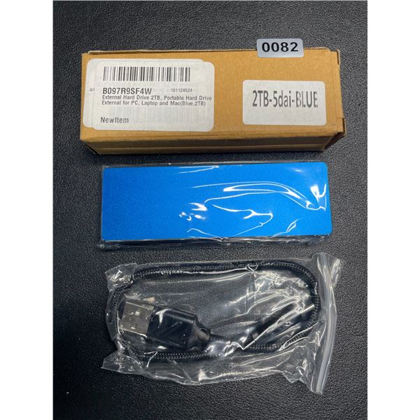 1 - 2TB Portable External USBC Hard Drive - Blue - New