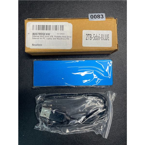 1 - 2TB Portable External USBC Hard Drive - Blue - New