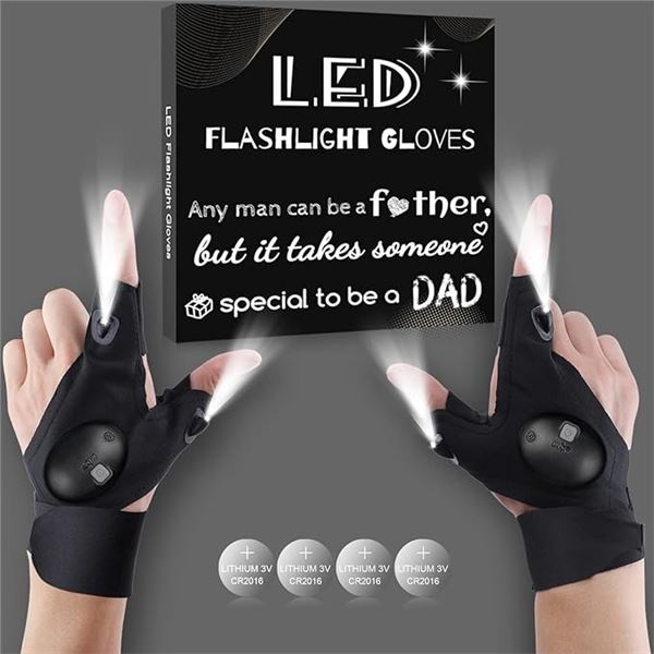 LED Flashlight Gloves - 1 Pair - Great for Precision Work/Outdoors - New