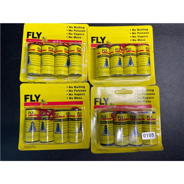16PC Sticky Fly Trap Ribbons/ Fly Tape Traps - (4 x 4-Packs) - New