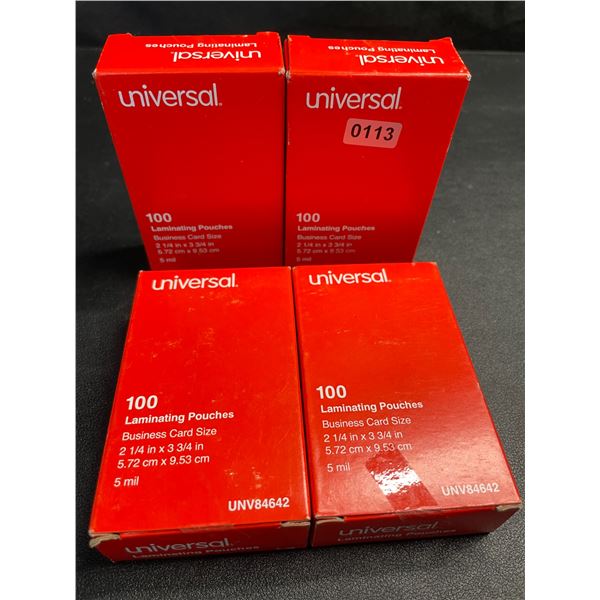 4 Boxes of Universal Laminating Pouches (Business Card Size) 100PCS Per Box - New