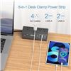 Image 7 : 1 Desk Clamp Power Strip Bar with USB/Fast Charging & 10FT Extension Cord - New