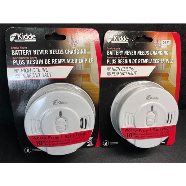 2 Kidde Smoke Alarms - 10-Year Long-Lasting Battery Smoke Alarms - New