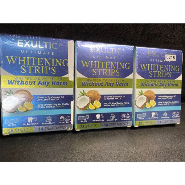 3 Boxes of Exultic Ultimate Teeth Whitening Strips - 28 Strips Per Box - New Sealed
