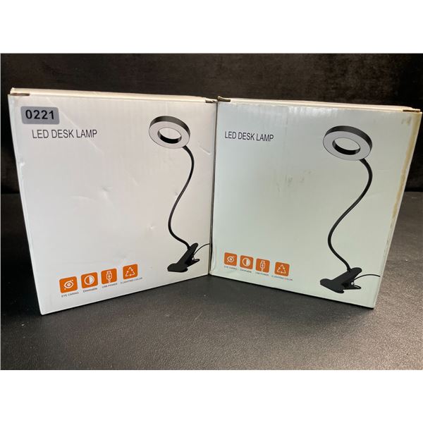 2 LED Flexible Clamp-On Desk Lamps/Lights - USB-Powered - Brand New