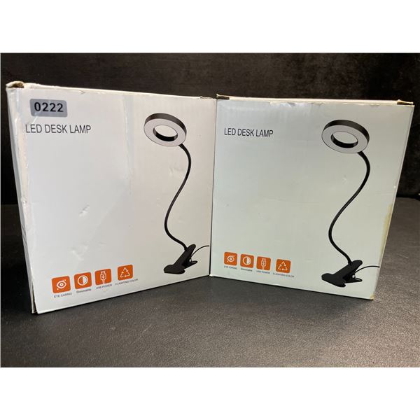 2 LED Flexible Clamp-On Desk Lamps/Lights - USB-Powered - Brand New