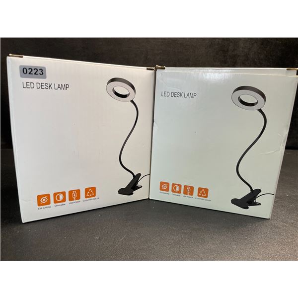 2 LED Flexible Clamp-On Desk Lamps/Lights - USB-Powered - Brand New