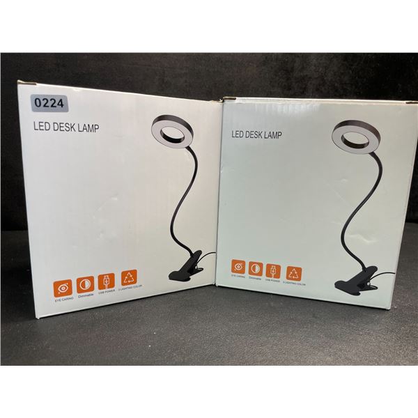2 LED Flexible Clamp-On Desk Lamps/Lights - USB-Powered - Brand New