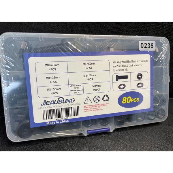 80PC Pack of M8 Assorted Hex Head Screws/Bolts/Nuts Set - New