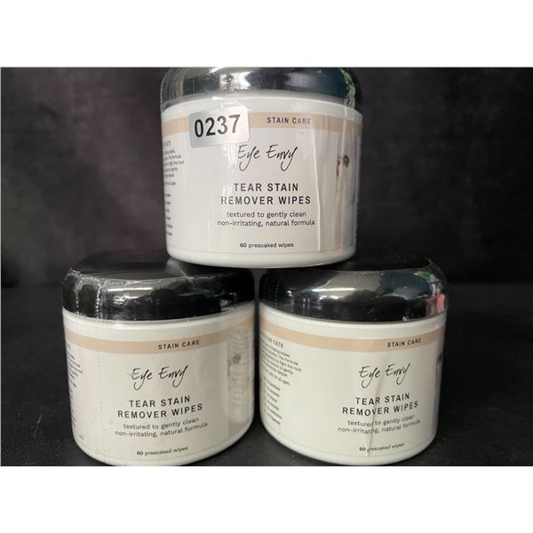 3 Eye Envy Tear Stain Remover Wipes for Cats - 60 Presoaked Wipes Each - New