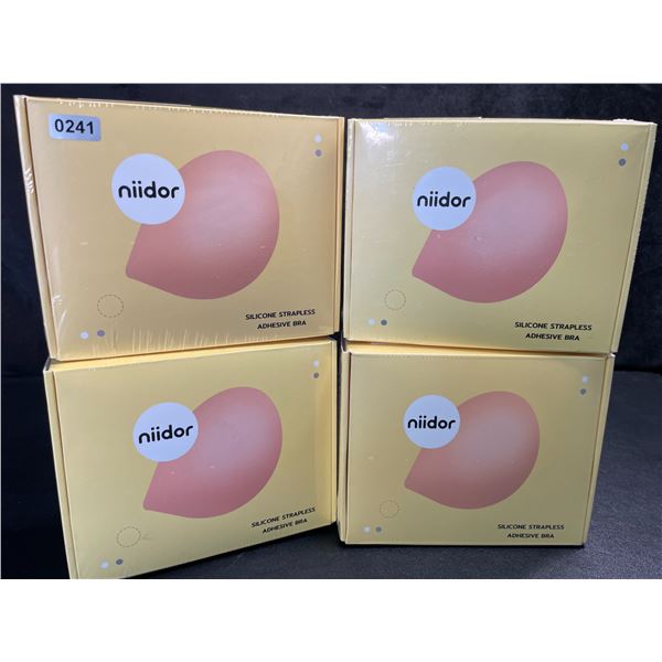 4 Boxes of Niidor Silicone Strapless Adhesive Bras for Women - New Sealed