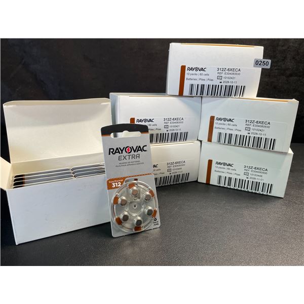 6 10-Pack Boxes of Rayovac Extra Size 312 Hearing Aid Batteries (60 Batteries Per Box/360 Total) NEW