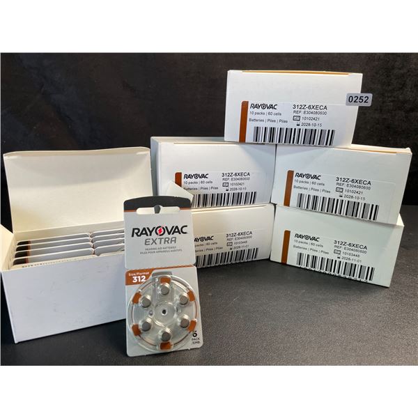 6 10-Pack Boxes of Rayovac Extra Size 312 Hearing Aid Batteries (60 Batteries Per Box/360 Total) NEW
