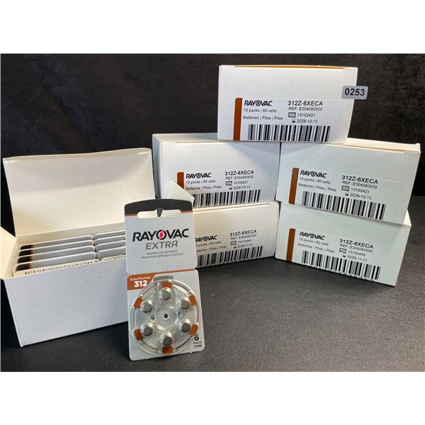 6 10-Pack Boxes of Rayovac Extra Size 312 Hearing Aid Batteries (60 Batteries Per Box/360 Total) NEW