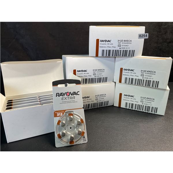 6 10-Pack Boxes of Rayovac Extra Size 312 Hearing Aid Batteries (60 Batteries Per Box/360 Total) NEW
