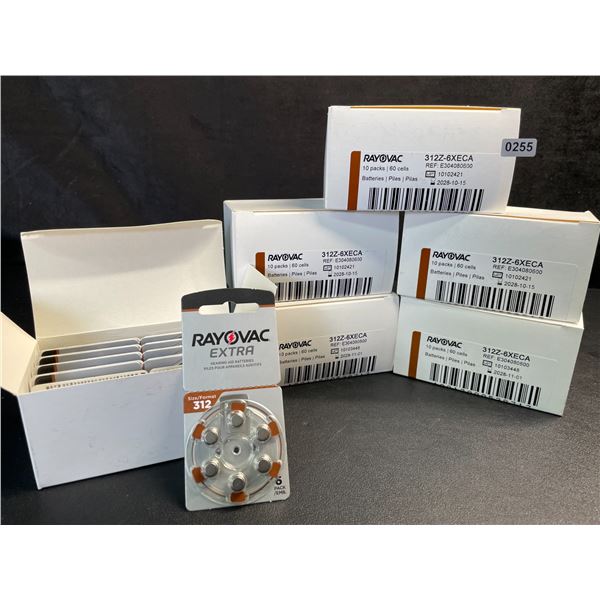 6 10-Pack Boxes of Rayovac Extra Size 312 Hearing Aid Batteries (60 Batteries Per Box/360 Total) NEW