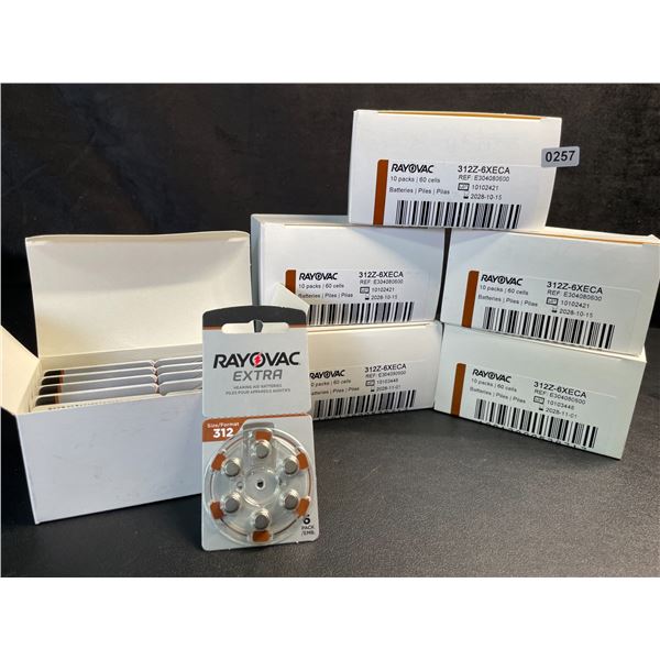 6 10-Pack Boxes of Rayovac Extra Size 312 Hearing Aid Batteries (60 Batteries Per Box/360 Total) NEW