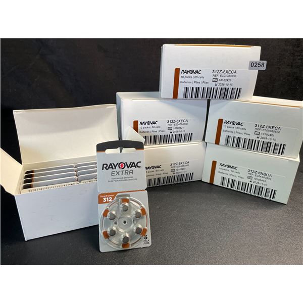 6 10-Pack Boxes of Rayovac Extra Size 312 Hearing Aid Batteries (60 Batteries Per Box/360 Total) NEW