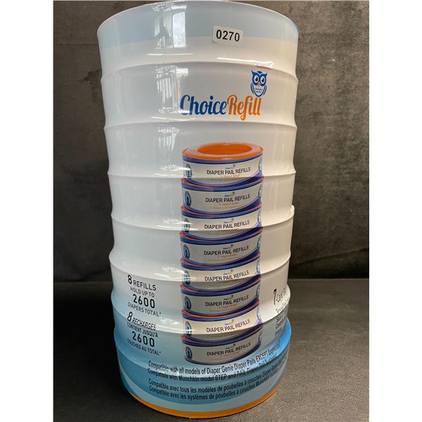 1 8-Pack of Choice Refill Diaper Genie Refill Cartridges; Holds up to 2600 Diapers Total! - New