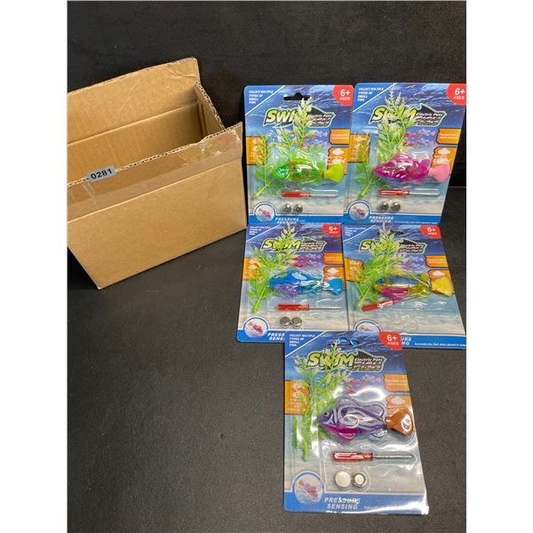 5 Packs of Swim Electronic Fish Pets; Swimming Robot Fish- Great for Pets/Kids - New