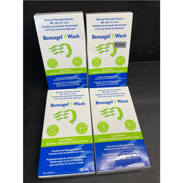 4 Boxes of Benzagel 5 Wash Acne Wash - Prevents/Kills Acne Bacteria (85ml) - New