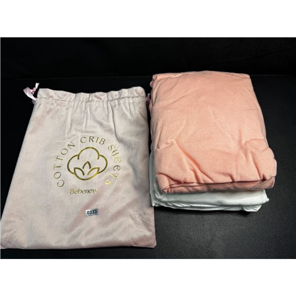 1 Pack of Bebenew Cotton Crib Sheets - Pink and White Colour  - New