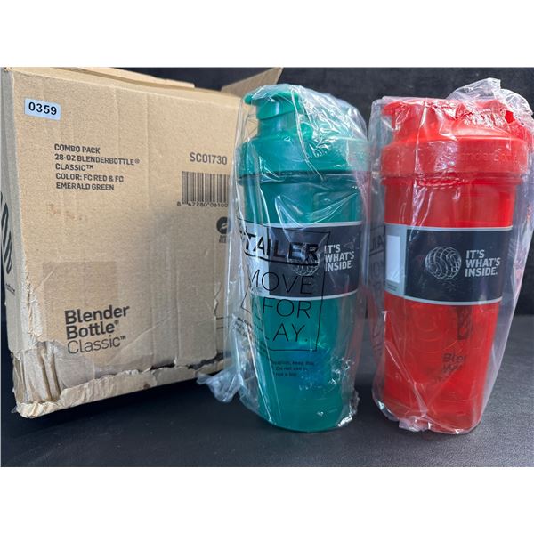 2-Pack of Classic Blender Bottles - Red and Blue 28oz Bottles - New DMG Box