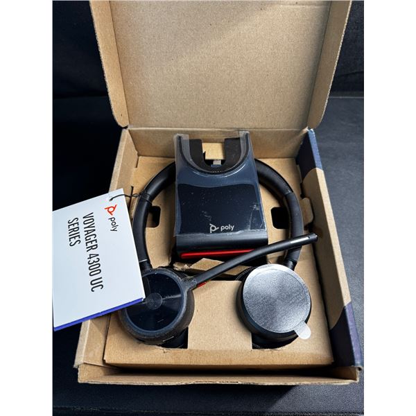 Poly Voyager 4320 UC Wireless Headset & Charge Stand - Stereo Headphones w/ Noise-Canceling Boom