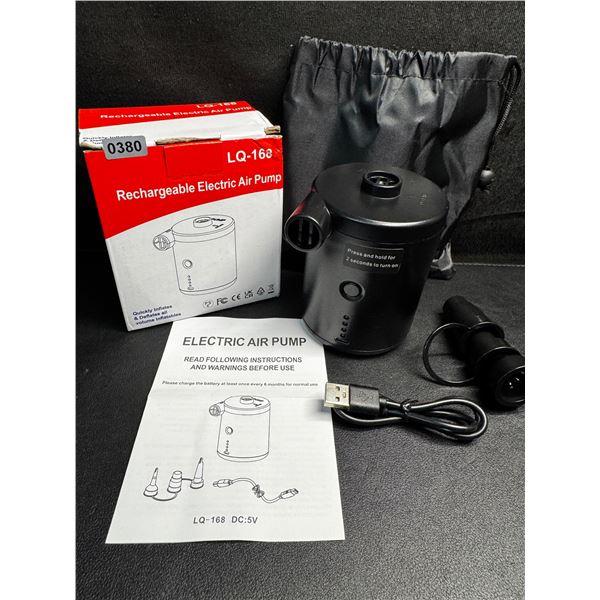 1 Portable Rechargeable Electric Air Pump - Cordless Quick Inflator/Deflator Pump - Brand New!