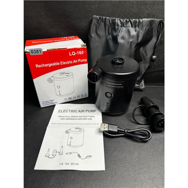 1 Portable Rechargeable Electric Air Pump - Cordless Quick Inflator/Deflator Pump - Brand New!