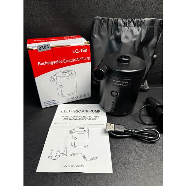 1 Portable Rechargeable Electric Air Pump - Cordless Quick Inflator/Deflator Pump - Brand New!