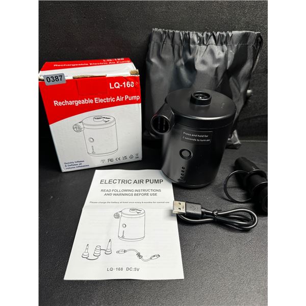 1 Portable Rechargeable Electric Air Pump - Cordless Quick Inflator/Deflator Pump - Brand New!