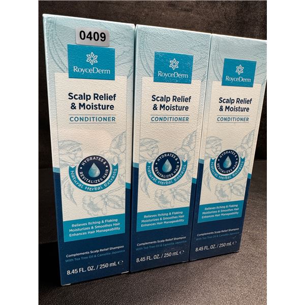3 RoyceDerm Scalp Relief & Moisture Conditioners (250ml) Moisturizes & Relieves Itching/Flaking; Ne