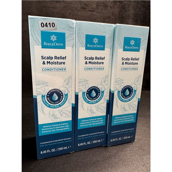 3 RoyceDerm Scalp Relief & Moisture Conditioners (250ml) Moisturizes & Relieves Itching/Flaking; Ne