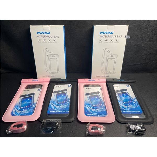 4 MPOW Waterproof Dry Bags/Phone Storage Pouches (2x 2-Packs) Keeps Items Dry - New