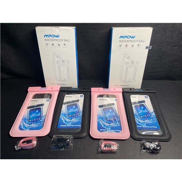 4 MPOW Waterproof Dry Bags/Phone Storage Pouches (2x 2-Packs) Keeps Items Dry - New