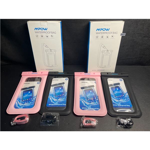4 MPOW Waterproof Dry Bags/Phone Storage Pouches (2x 2-Packs) Keeps Items Dry - New
