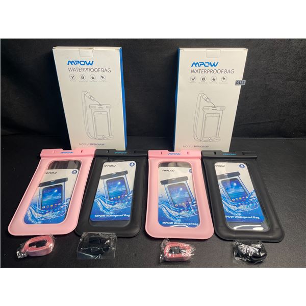 4 MPOW Waterproof Dry Bags/Phone Storage Pouches (2x 2-Packs) Keeps Items Dry - New