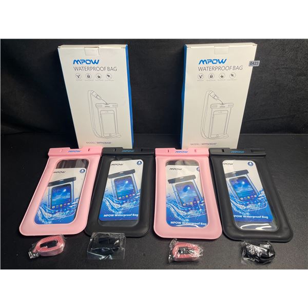 4 MPOW Waterproof Dry Bags/Phone Storage Pouches (2x 2-Packs) Keeps Items Dry - New