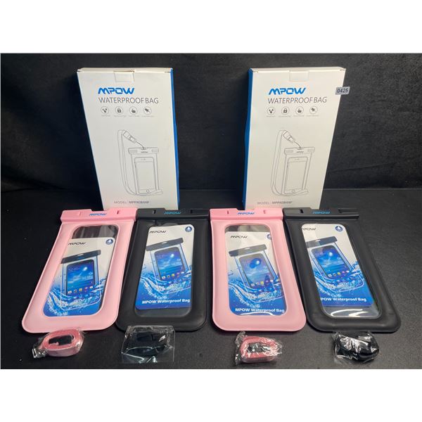 4 MPOW Waterproof Dry Bags/Phone Storage Pouches (2x 2-Packs) Keeps Items Dry - New