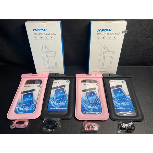 4 MPOW Waterproof Dry Bags/Phone Storage Pouches (2x 2-Packs) Keeps Items Dry - New