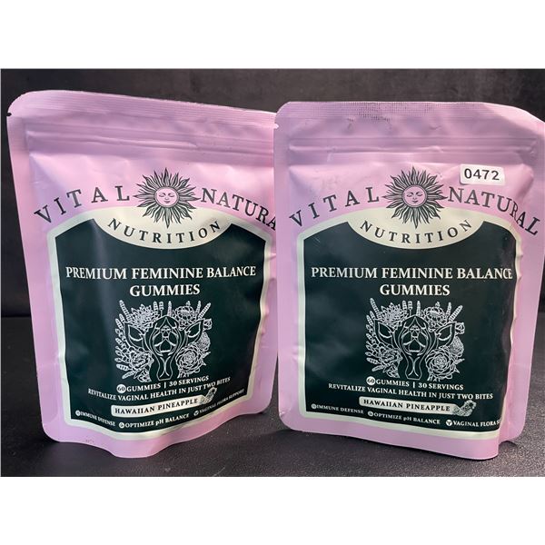 2 Bags of Vital Natural Nutrition Premium Feminine Balance Gummies - 60 Gummies Per Bag - New